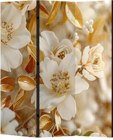 Parawan pokojowy 3-częściowy 135x172 Dwustronny dekoracyjny glamour Beżowy Złoty Ogród Magnolii