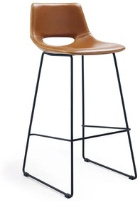 Koniakowy hoker z imitacji skóry (wysokość siedziska 76 cm) Zahara – Kave Home