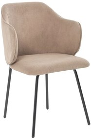 Beżowe sztruksowe krzesło metalowe tapicerowane H9-B40