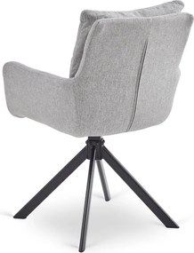 Krzesło Tapicerowane Obrotowe do Salonu PAUL Szare Nowoczesne