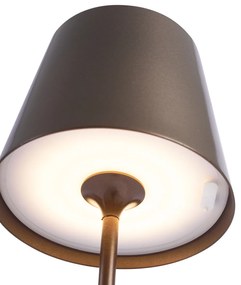 Nowoczesna lampa stołowa ciemny brąz 37 cm z LED ściemnialna IP54 ładowalna - Topi Nowoczesny Oswietlenie wewnetrzne
