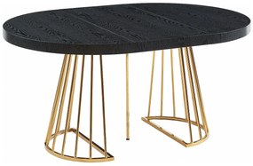 Rozkładany stół jadalniany  2-12-osobowy z MDF i stali – kolor czarny i złoty - FIRELA