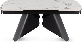 Ceramiczny stół z rozkładanym blatem Verona 160-240 cm, biały marmur/czarny