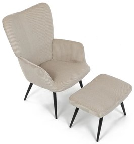 Fotel relaksacyjny z podnóżkiem L7285 CRM6,kremowy