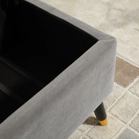 Stołek ławka ze schowkiem tapicerowana ławka skrzynia z siedziskiem drewno kauczukowe grafitowy | Aosom.pl