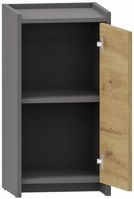 Wąska komoda nowoczesna dąb artisan + antracyt T0-S57
