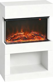 HOMCOM Elektryczny kominek, 2 poziomy grzewcze, 6 kolorów płomieni, termostat, pilot, biały | Aosom PL