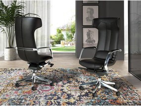 Obrotowe krzesło biurowe z czarnej skóry ekologicznej 4215 ANGEL CERDA