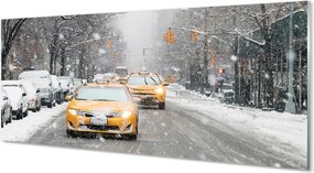 Panel szklany do Kuchni Zimowe Miasto i Samochody