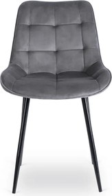 Krzesło Tapicerowane do Jadalni CHRIS Szare Welurowe Nowoczesne Loft