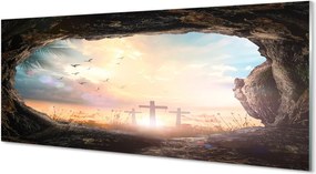 Szklany Panel Jaskinia i Lot Ptaków nad Krzyżami