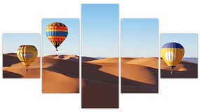 Obraz - latające balony na pustyni (125x70 cm)