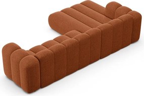 Ceglasty narożnik z tkaniny szenilowej (lewostronny/z szezlongiem) Lupine – Micadoni