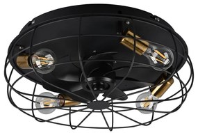 Lampa sufitowa ze zdalnym sterowaniem/z wentylatorem w kolorze matowej czerni Trondheim – Trio