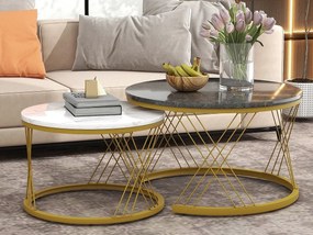 Zestaw 2 stolików nocnych - okleina w marmurowy wzór - metalowa konstrukcja - Szary