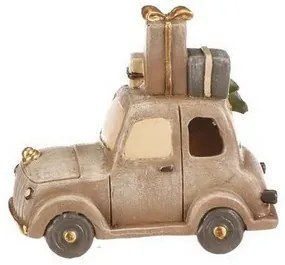 Ozdoba świąteczna Samochód z prezentami, brązowy,poliester, LED