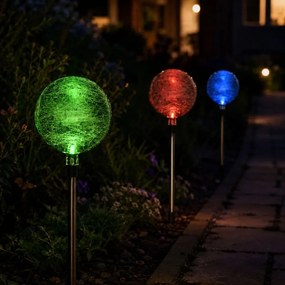 Lampa ogrodowa solarna LED w kształcie kuli (zmienia kolory) komplet 3 szt.