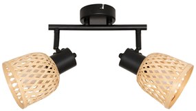 Lampy sufitowe LIO 2 klosze z plecionego bambusa, 2 x Ø 17 cm