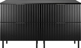 Szafka pod umywalkę, mat czarny, 120 (2 x 60) x 77 x 46 cm, uchwyt czarny, nóżki czarne + Blat