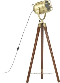 Brązowa lampa stojąca retro z drewna mango - 5X EX191 C3-L92