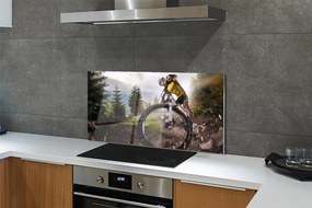 Panel szklany do Kuchni Rower w Górskiej Scenerii