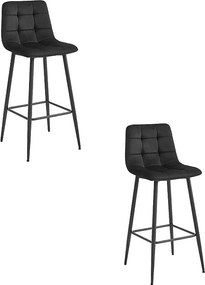 Hokery barowe Valora TEOTO, czarny aksamit, z nogami ze stali czarnej x2