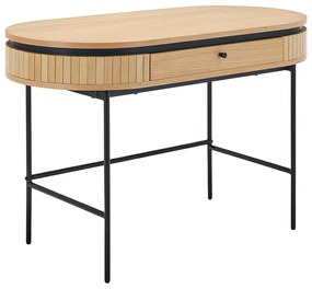 Biurko z 1 szufladą – Okleina dębowa – Naturalny i czarny – CARDIONA