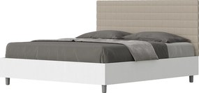 Łóżko bez stelaża 160x200 konstrukcja Frassino biała zagłówek sztucznej skóry Szaro-beżowy Burmy