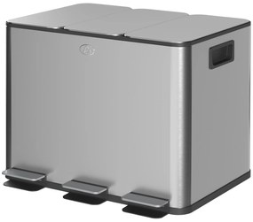 HOMCOM Kosz na śmieci 3 × 20 l | stal odporna na odciski, ciche domykanie, wyjmowane wkłady