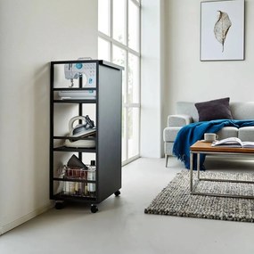 Czarny metalowy regał na kółkach 42x84,5x32 cm Tower – YAMAZAKI