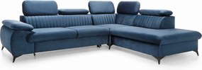 Masseno Narożnik FIORE z funkcją spania i pojemnikiem na pościel Narozniki L, Rozkładana sofa - Niebieski, MONOLITH 77