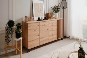 Komoda z lamelami Medan 3D4S dąb artisan/antracyt