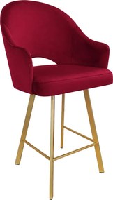 Hoker Velvet krzesło barowe tkanina Welur podstawa metalowa : Kolor nogi - Złota profil, Kolor tkaniny - VELVET - MG31, Typ siedziska - Siedzisko stałe