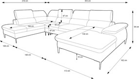 Szary duży narożnik z funkcją spania L8-R08