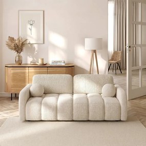 Sofa ZEN Rozkładana Dwuosobowa Beżowa Boucle Japandi