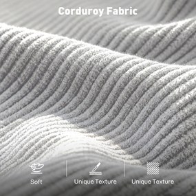 HOMCOM Sofa 3-osobowa, kanapa z podłokietnikami, tapicerowana sofa w sztruksowym stylu do salonu Jasnoszary | Aosom PL