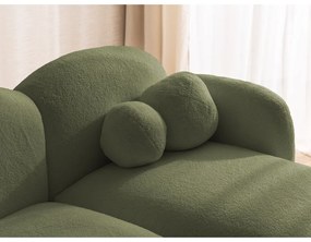 Zielony narożnik z materiału bouclé (prawostronny/z szezlongiem) Orbit – Ropez