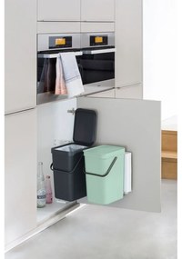 Miętowo-ciemnoszary plastikowy kosz na śmieci do segregacji odpadów do zabudowy 24 l Sort &amp; Go – Brabantia