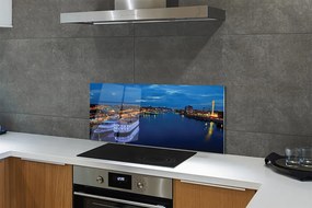 Szklany Panel Statek w Nocnym Mieście