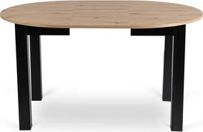 Zestaw Stół Okrągły Rozkładany HARRY 102-142 cm Dąb Artisan/Czarny i 4 Krzesła Tapicerowane CHRIS Szare