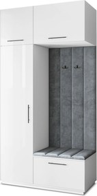 Masseno Garderoba REMA 120/240/60 cm Nowoczesna Szafa do Przedpokoju Biała, MONOLITH 85 (Szary)
