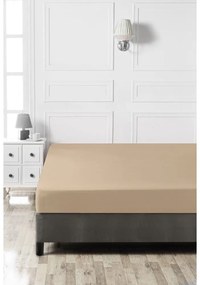 Beżowe bawełniane prześcieradło z gumką 140x200 cm – Mijolnir