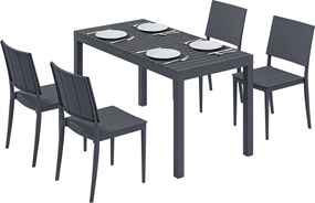 Outsunny Zestaw Mebli Ogrodowych 5-częściowy Stół z 4 Krzesłami Sztaplowanymi Lamelowy Design dla 4 Osób, Ciemnoszary | Aosom PL