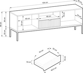 NAYA Szafka RTV 154 szara | czarny stelaż