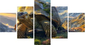 Obraz - Żółw i górski krajobraz (125x70 cm)
