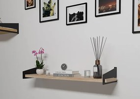 Wisząca półka nad biurko w stylu loft czarny + dąb sonoma N2-F51