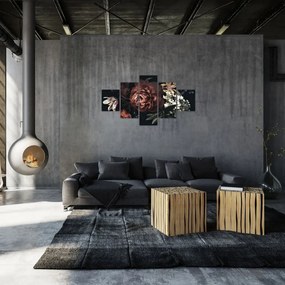 Obraz - Ciemne kwiaty (125x70 cm)