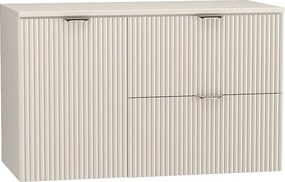 Kaszmirowy Zestaw do Łazienki 100cm Szafka Blat Orzech Szafka z Koszem Ryflowane Fronty