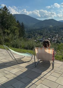 Składane leżak plażowy SAND, ciemnoróżowe paski
