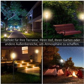 Outsunny Latarnia Ogrodowa Solarna LED 2 szt Stal Nierdzewna Oświetlenie Zewnętrzne | Aosom PL